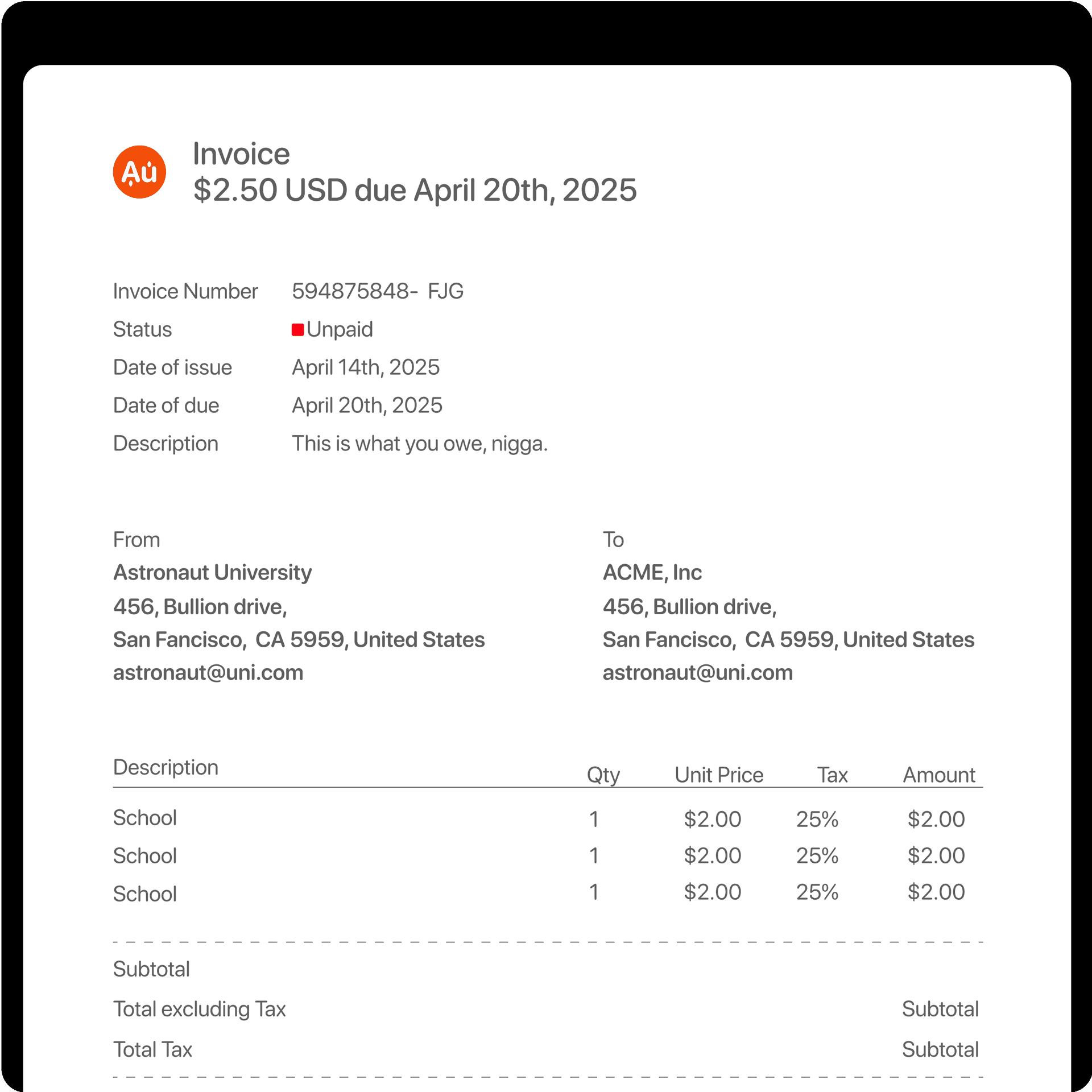 invoice